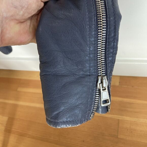 BALENCIAGA Woman's Leather Moto Bike Jacket in Gray, size FR34/XS/US 2 - Picture 7 of 16